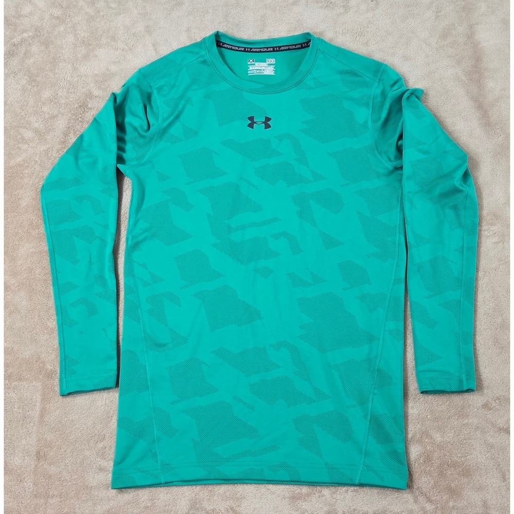 Under Armour ColdGear Compression Shirt Green Camo Long Sleeve 1285091 Mens L